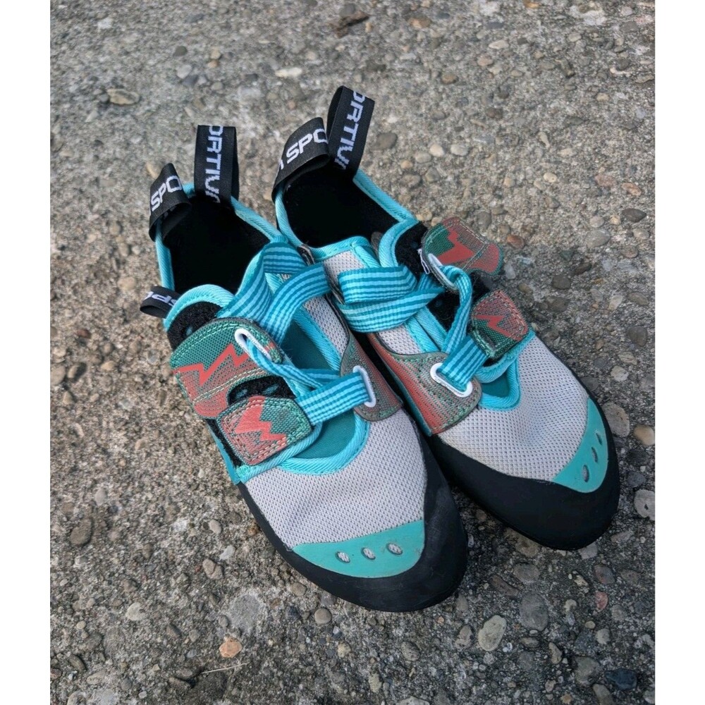 La Sportiva Women Size 7 EU 39.5 Oxygym Washable Climbing Shoes Coral/Aqua